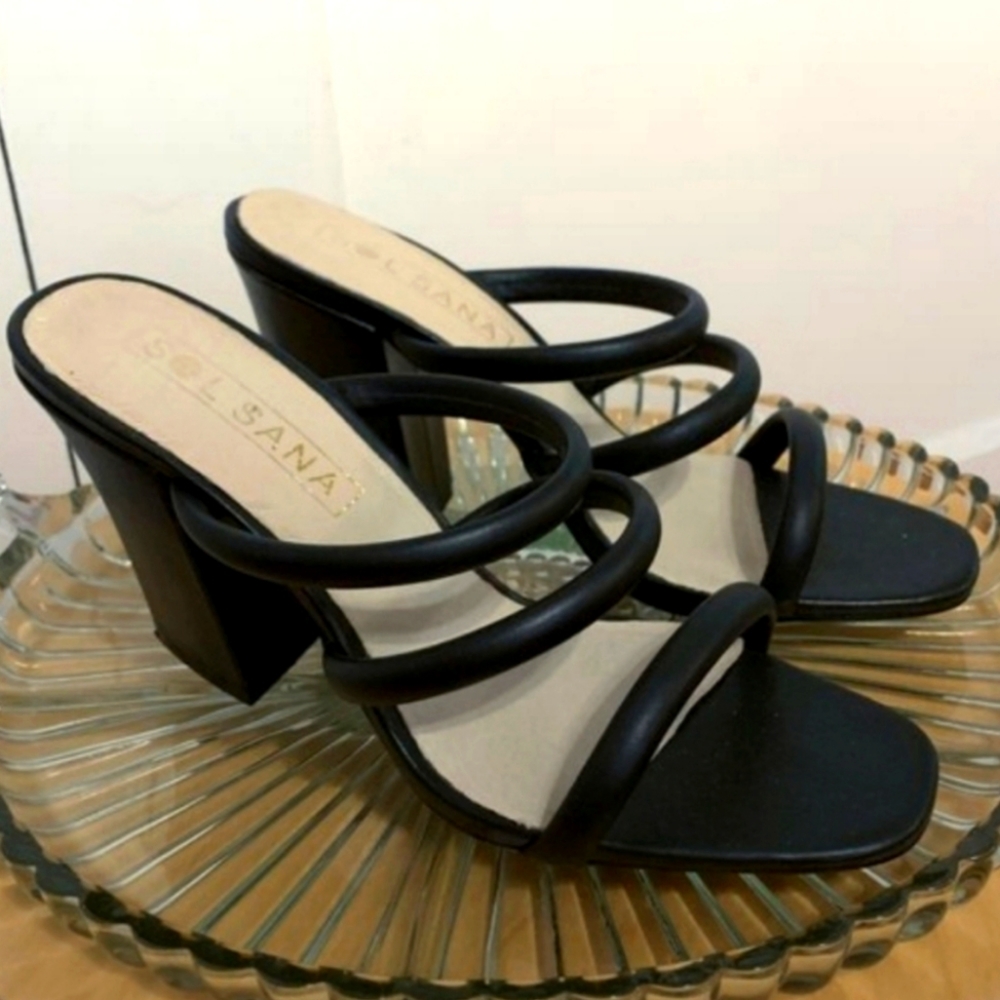 Sol Sana Judy Tubular Mules, Black Sandals, 3.25" heel